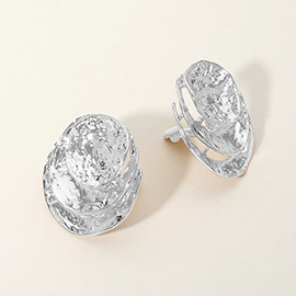 Textured Metal Oval Clip On Earrings