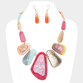 Celluloid Acetate Abstract Oval Link Statement Necklace