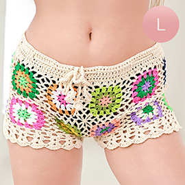 LARGE - Granny Square Crochet Shorts