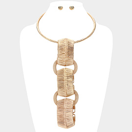 Bold Geometric Metal Wired Tube Link Pendant Bib Necklace