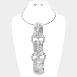 Bold Geometric Metal Wired Tube Link Pendant Bib Necklace