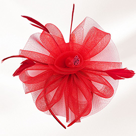 Feather Mesh Flower Fascinator / Headband