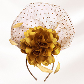 Flower Feather Veil Fascinator / Headband