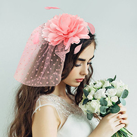 Flower Feather Veil Fascinator / Headband