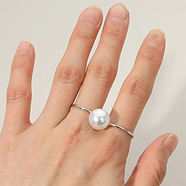 SECRET BOX_Sterling Silver Dipped Pearl Accented Two Finger Ring