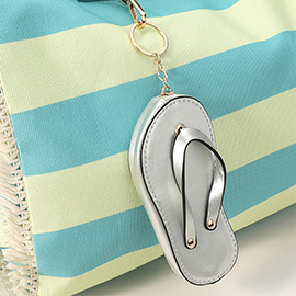 Faux Leather Flip-flop Mini Wristlet Keychain / Bag Charm / Coin Purse