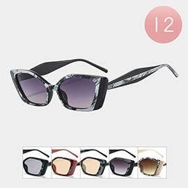 12PCS - Marble Detail Cat Eye Shaped Wayfarer Sunglasses