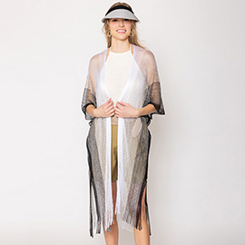 Two Tone Lurex Kimono Poncho