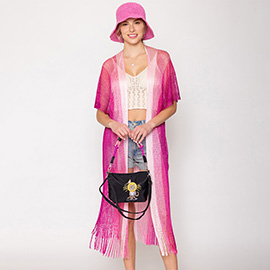 Two Tone Lurex Kimono Poncho