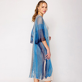 Two Tone Lurex Kimono Poncho