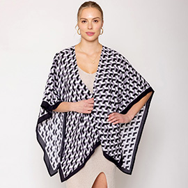 Geometric Pattern Print Ruana Poncho