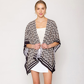 Geometric Pattern Print Ruana Poncho