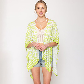 Geometric Pattern Print Ruana Poncho