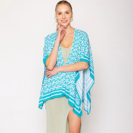 Geometric Pattern Print Ruana Poncho