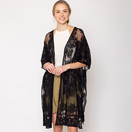 Flower Lace Kimono Poncho