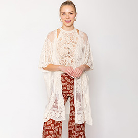 Flower Lace Kimono Poncho