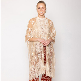 Flower Lace Kimono Poncho