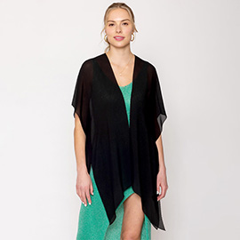 Solid Chiffon Ruana Poncho