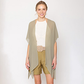 Solid Chiffon Ruana Poncho