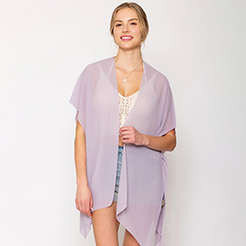 Solid Chiffon Ruana Poncho