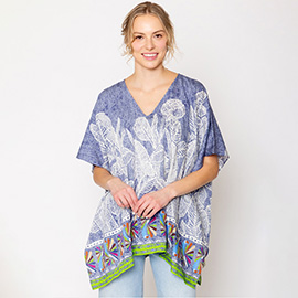 Leaf Print Cover Up Poncho