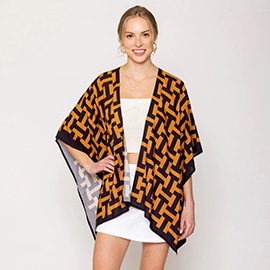 Geometric Print Ruana Poncho