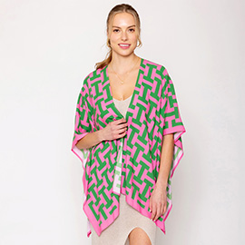 Geometric Print Ruana Poncho