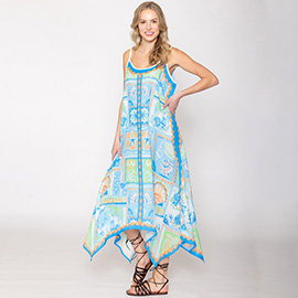 Sea Life Printed Flowy Long Dress