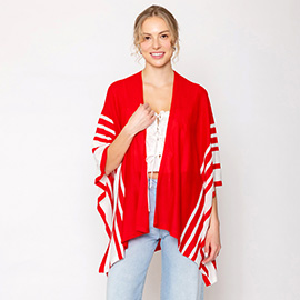 Two Tone Border Ruana Poncho