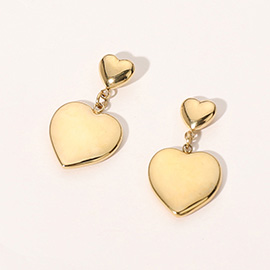 Stainless Steel Heart Dangle Earrings