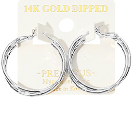 14K Gold Dipped Hypoallergenic Twisted Hoop Earrings