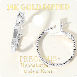 14K Gold Dipped Hypoallergenic Textured Hoop Earrings