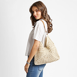 Boho Woven Crochet Shoulder Bag / Tote Bag