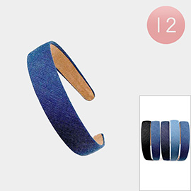 12PCS - Denim Fabric Headbands