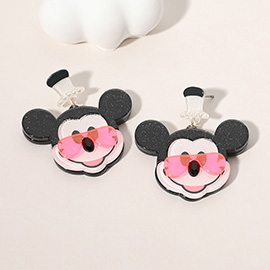 Steamboat Willie Glittered Resin Sunglasses Dangle Earrings