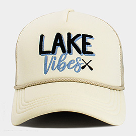 LAKE Vibes Message Embroidered Mesh Back Trucker Hat