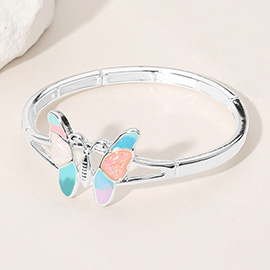 Sea Glass Enamel Butterfly Pointed Stretch Bracelet