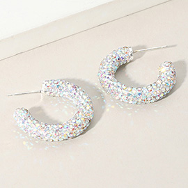 Bling Studded Hoop Earrings