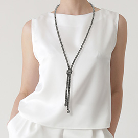 Bling Studded Knot Pointed Long Necklace