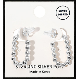 Silver Dipped Bubble Oval Hoop Earrings