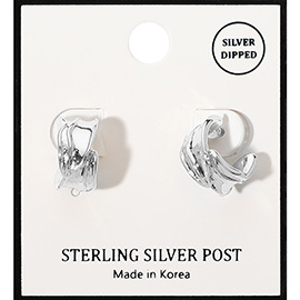 Silver Dipped Textured Mini Hoop Earrings