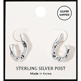 Silver Dipped Abstract Mini Hoop Earrings