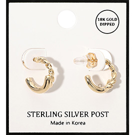 18K Gold Dipped Rope Mini Hoop Earrings