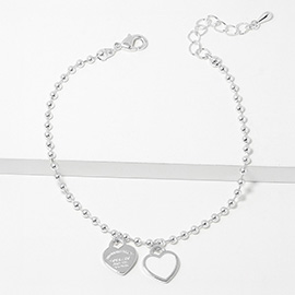 Double Heart Charm Bubble Chain Bracelet