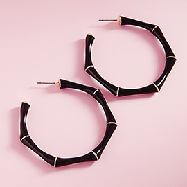 Enamel Bamboo Hoop Earrings