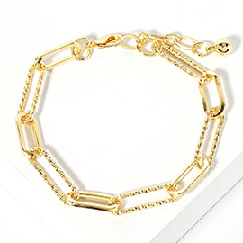 Gold Dipped Textured Paperclip Chain Bracelet