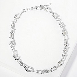 White Gold Dipped Abstract Industrial Chain Necklace