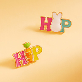 Enamel Easter HIP HOP Message Stud Earrings