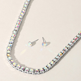 Rhinestone Tennis Chain Evening Necklace