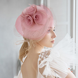 Feather Mesh Flower Fascinator / Headband